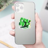 Surfer surven op het strand sticker (Telefoon)