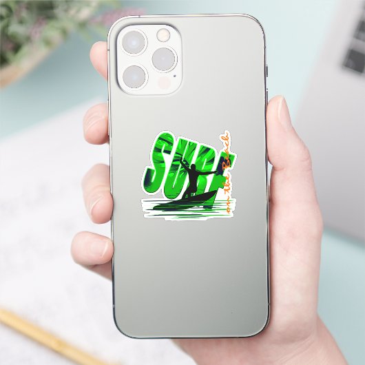 Surfer surven op het strand sticker (Telefoon)