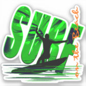 Surfer surven op het strand sticker (Voorkant)