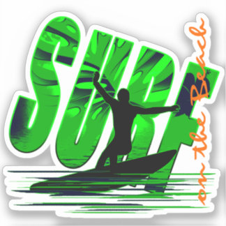 Surfer surven op het strand sticker