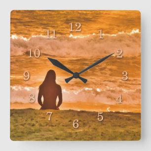 SURFER SWAMI VIERKANTE KLOK