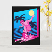 Surfer Synthwave Zonsondergang Palmboom Surfen 80s Kaart (Gele Bloem)