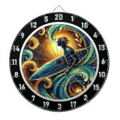 Surfer tegen Golden Sunset Glow Art Dartbord (Voorkant)