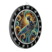 Surfer tegen Golden Sunset Glow Art Dartbord (Voorkant Links)