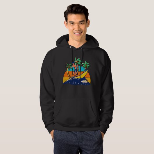 Surfer Tropical Retro Sunset Hoodie (Voorkant volledig)