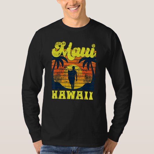 Surfer Tropical Sunset Hawaiian Summer Aloha Maui T-shirt (Voorkant)