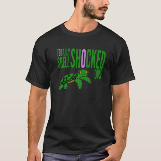Surfer Turtle Totally Shell geschokt Dude Reptile T-shirt (Voorkant)