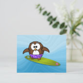 surfer-uil briefkaart (Staand voorkant)