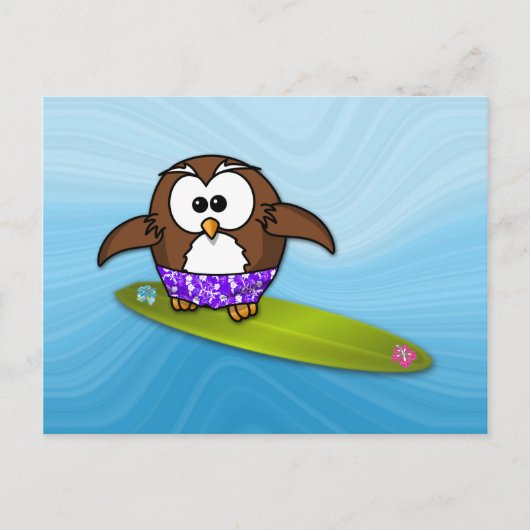 surfer-uil briefkaart (Voorkant)