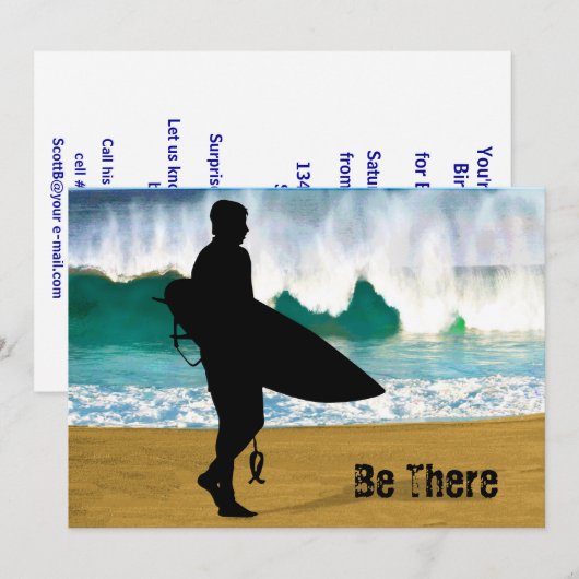 Surfer van een Crashing Tube Kaart (Voorkant / Achterkant)