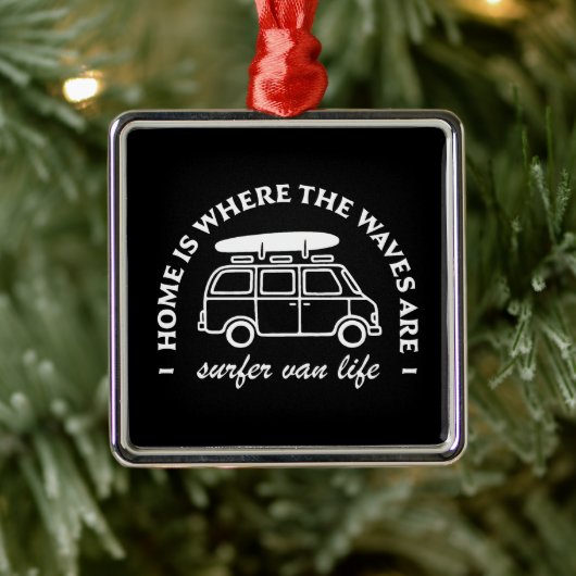 Surfer van life road trip surf lover citaten metalen ornament (Boom)
