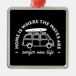 Surfer van life road trip surf lover citaten metalen ornament