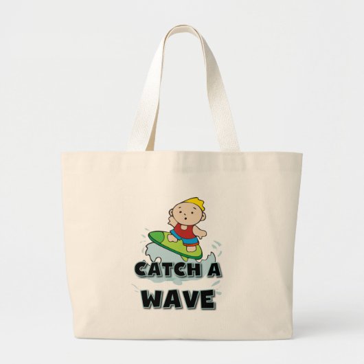 Surfer vangt een golf grote tote bag (Voorkant)