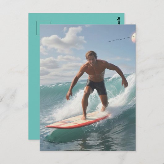 Surfer Verjaardag Briefkaart (Voorkant / Achterkant)