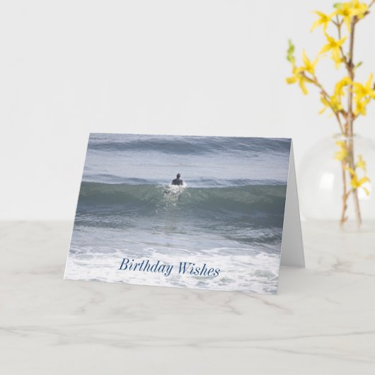 Surfer verjaardagswensen Kaart (Gele Bloem)