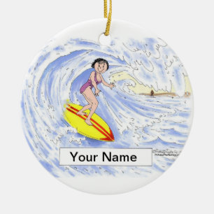 Surfer - Vrouw Keramisch Ornament