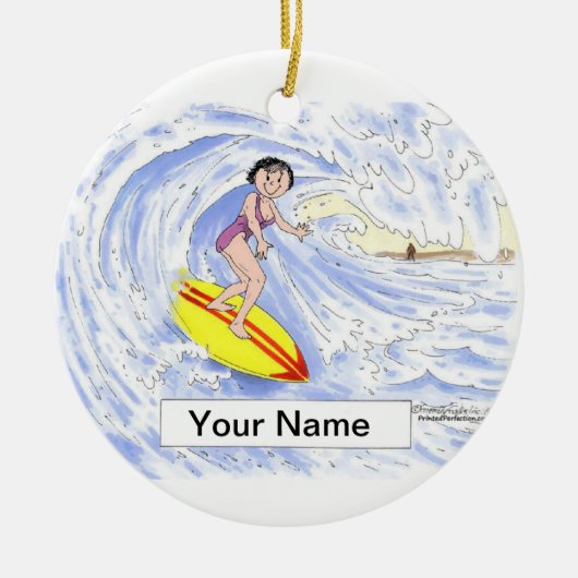 Surfer - Vrouw Keramisch Ornament (Voorkant)