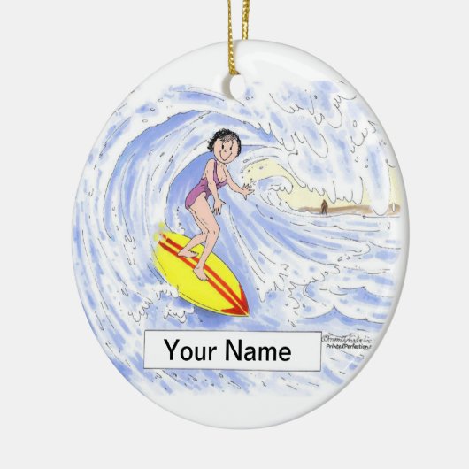 Surfer - Vrouw Keramisch Ornament (Links)