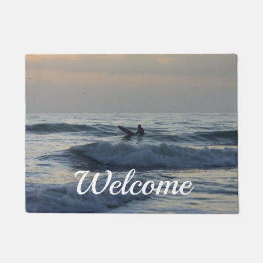 Surfer wacht op Welkom Doormat Deurmat (Voorkant)