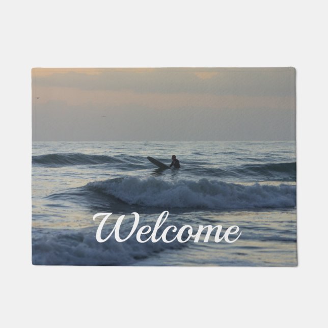 Surfer wacht op Welkom Doormat Deurmat (Voorkant)