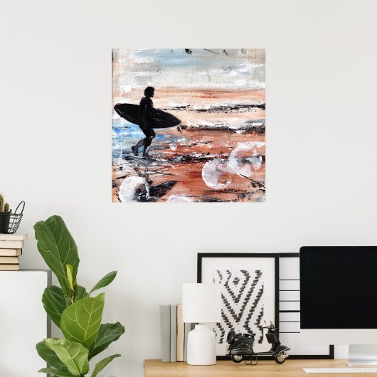 Surfer Walking Art Print (Thuiskantoor)