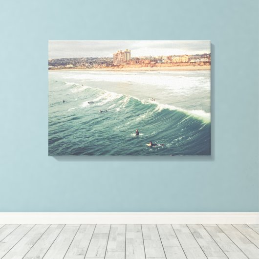 Surfer Wall Art, Pacific Beach San Diego Canvas Afdruk (Insitu (Houten vloer))
