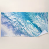 Surfer Wave Ocean Blue White Eat Sleep Surf herhal Strandlaken (Voorkant)