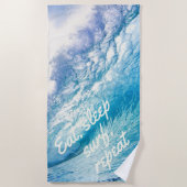 Surfer Wave Ocean Blue White Eat Sleep Surf herhal Strandlaken (Voorkant)