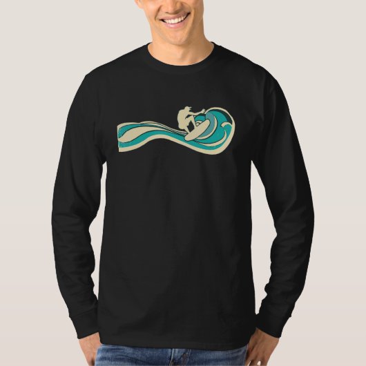Surfer  Wave Retro Surfende Surf Beach Retro T-shirt (Voorkant)