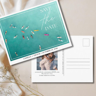 Surfer Wedding Blue Ocean Save the Date Briefkaart
