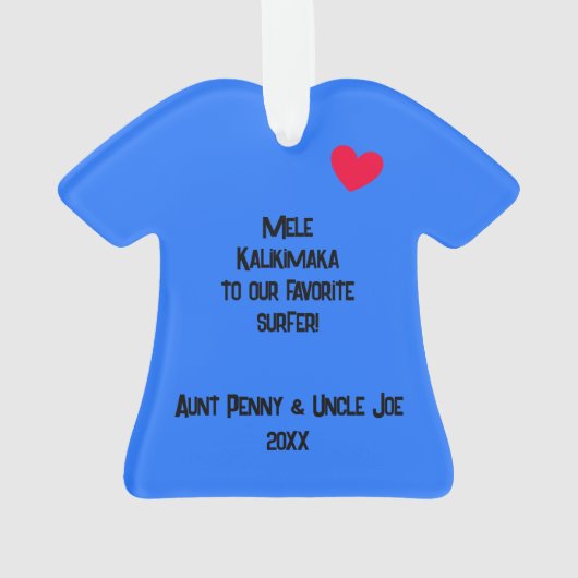 Surfer Wetsuit gepersonaliseerd siermiddel Ornament (achterkant)