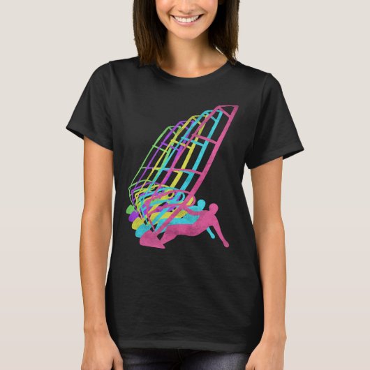 Surfer Windsurfing 80s Colors 1980s T-shirt (Voorkant)