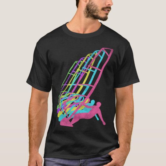 Surfer Windsurfing 80s Colors 1980s T-shirt (Voorkant)