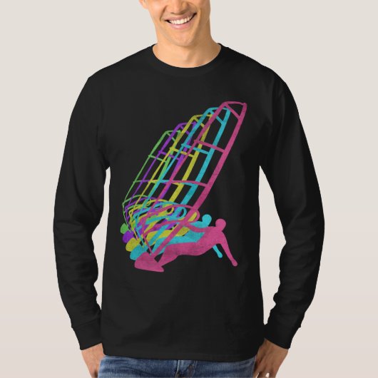 Surfer Windsurfing 80s Colors 1980s T-shirt (Voorkant)