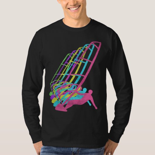 Surfer Windsurfing 80s Colors 1980s T-shirt (Voorkant)