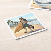 Surfer Wolf Kartonnen Onderzetters (Schuin)