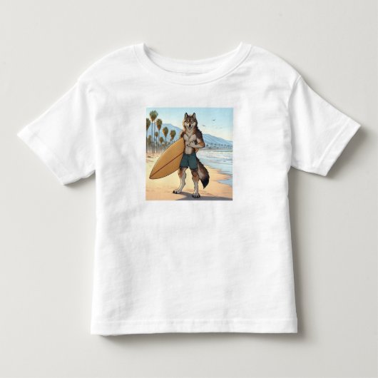 Surfer Wolf Kinder Shirts (Voorkant)