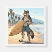Surfer Wolf Magneet (Voorkant)