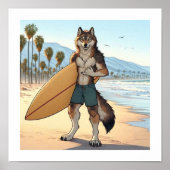 Surfer Wolf Poster (Voorkant)
