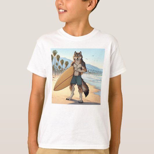 Surfer Wolf T-shirt (Voorkant)
