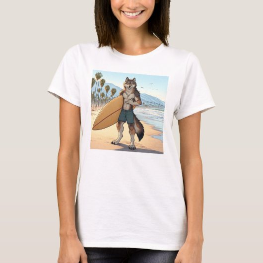 Surfer Wolf T-shirt (Voorkant)