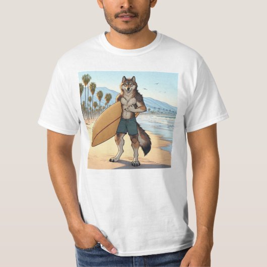 Surfer Wolf T-shirt (Voorkant)