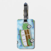 Surfer Woodie Wagon Pattern Bagagelabel (Achterkant verticaal)