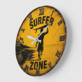 Surfer Zone Beach Coastal Surf House Wall Decor Grote Klok (Hoek)