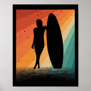 Surferkunst voor vrouwen Meisjes Surfplank Watersu Poster