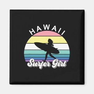 Surfermeisje Hawaii Vintage Hawaiaanse surfen Surf Magneet