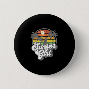 Surfermeisje Strand Retro 70s Vintage Surfen Vakan Ronde Button 5,7 Cm