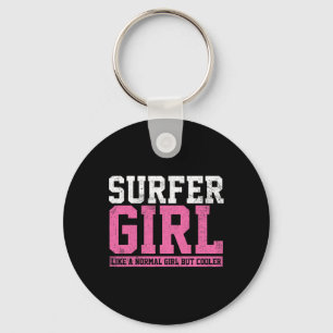 Surfermeisje surfen cadeau sleutelhanger