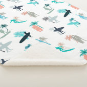 Surfers and Palm Trees Pattern Sherpa Deken (3/4)