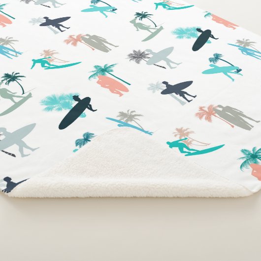 Surfers and Palm Trees Pattern Sherpa Deken (3/4)